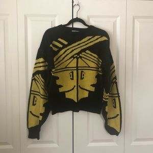 80’s black and yellow vintage graphic sweater